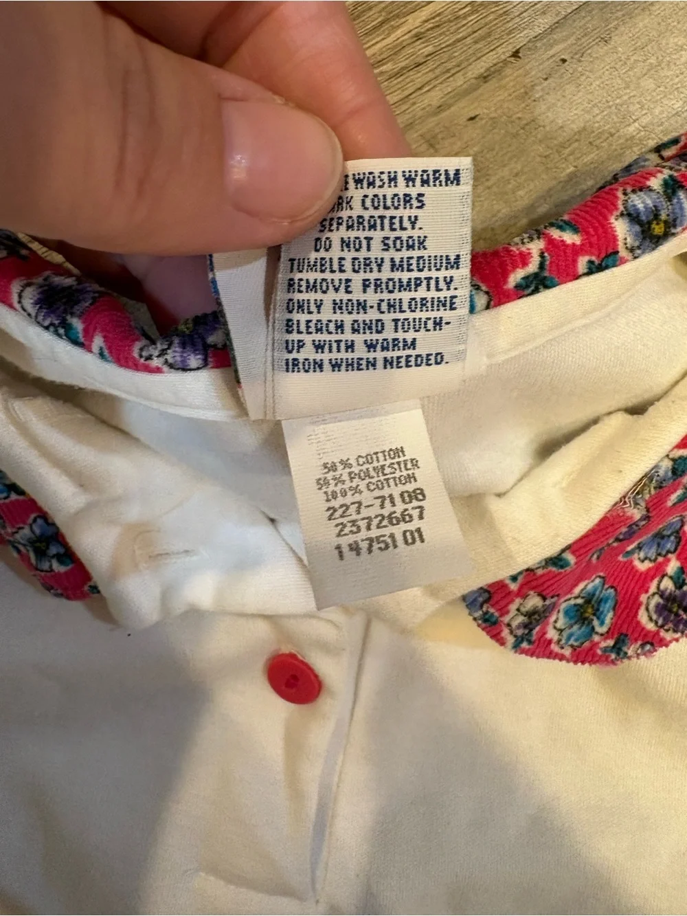 OshKosh B'gosh Cream Long-Sleeve Polo with Pink Floral Trim